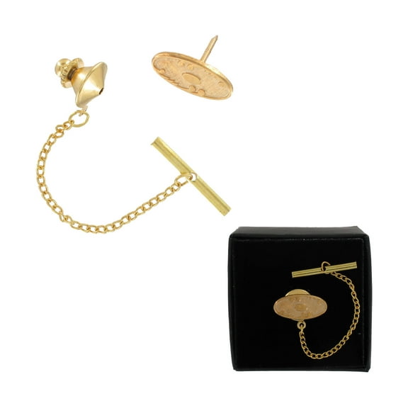 Gold Tone Neo Victorian Textured Oval Tie Tac Tack Pin Gift Mens Adult Male