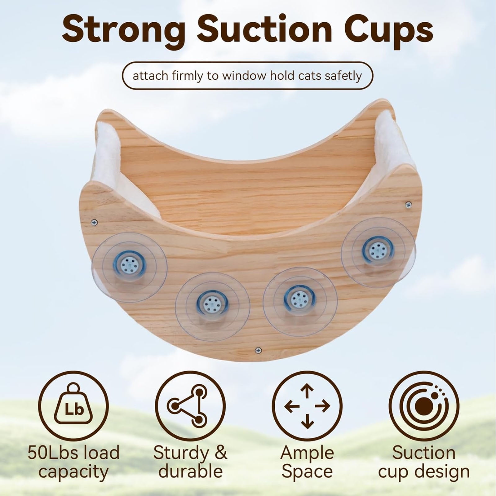 Window Cat Beds for Indoor, Cat Window Perch Hammock Bed Moon Shelves Mounted with Suction Cups, Cat Hammock Moon Bed Holds 50 Lbs, Cat Window Seat for Sleep Watch Birds Sunbathing