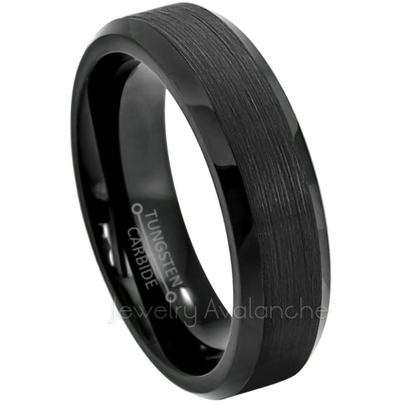 6mm Tungsten Ring - Brushed Finish Black IP Comfort Fit Tungsten Carbide Ring - Ladies Tungsten Anniversary Ring - TN168s5