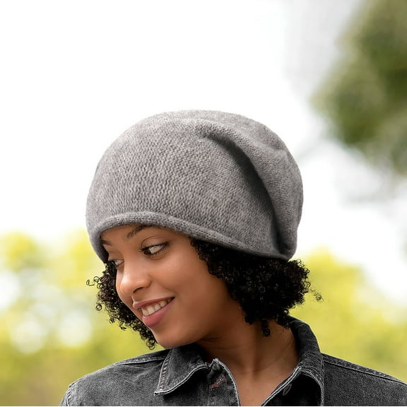 absanyy Women's Wool Slouchy Beanie - Dark Gray, Free Size - Warm Winter Knit Hat for Casual & Outdoor Use