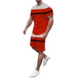 thumbnail image 2 of Pxiakgy suits for men Mens Spring Summer Leisure Sports Breathable Absorbing Stitching Printed Short Sleeve Shorts Two Piece Set Men Suits Red + M, 2 of 5