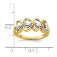 thumbnail image 2 of Solid 14k White and Yellow Gold Two Toned 4 Heart Row Ring Band Size 7.5, 2 of 3