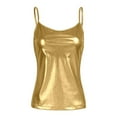 thumbnail image 4 of KHONTS Women's Metallic Shiny Camisole Disco Party Sleeveless Slim Fit Tanks Tops Rave Fashion Tunic Undershirts Gold M, 4 of 4