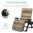 thumbnail image 5 of Best Choice Products Oversized Zero Gravity Chair, Folding Recliner w/ Removable Cushion, Side Tray - Wheat, 5 of 8