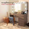 thumbnail image 6 of Ember Interiors Modern Greige Makeup Vanity Desk with Lights, USB-C, Glass Top, 7 Drawers, 6 of 12