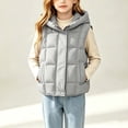 thumbnail image 5 of LOINRODI Girls Puffer Vest, Quilted Snap Button Sleeveless Hooded Warm Padded Outerwear for Cold Weather Gray Size 9-10, 5 of 9