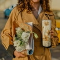 thumbnail image 4 of Flower Tumbler 20 oz Travel Coffee Mug Floral Print Skinny Tumblers with Lid and Straw Stainless Steel Insulated Coffee Cups Gift for Flower Lover, 4 of 6
