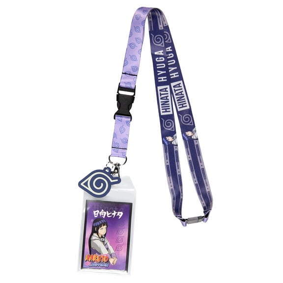Naruto Hinata Hyuga ID Badge Holder Lanyard w/ Hidden Leaf Village Rubber Pendant