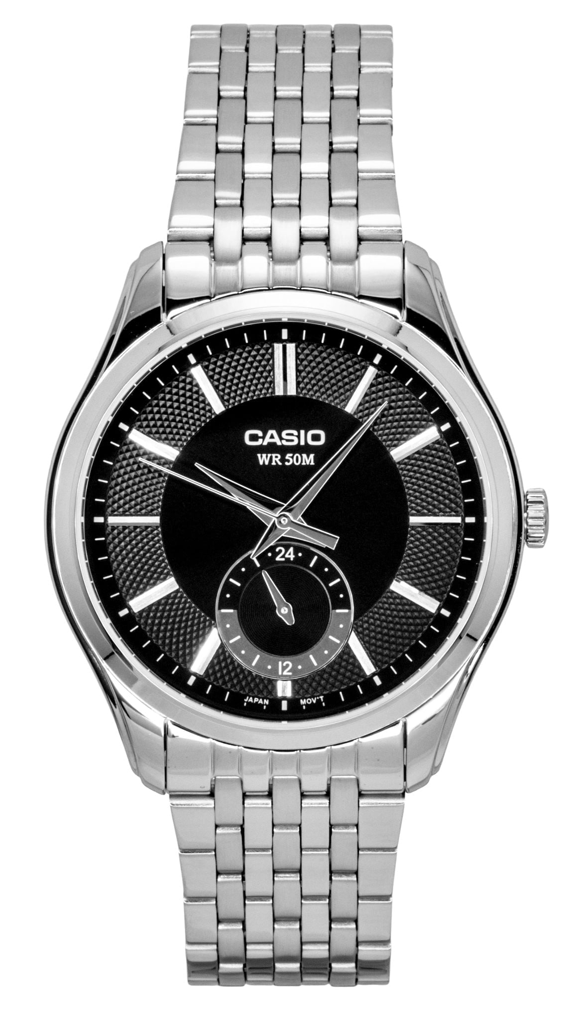 Casio Men's Silver Dial Stainless Steel Date Display Watch - MTP