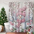 thumbnail image 4 of Watercolor Christmas Snowman Shower Curtain for Bathroom, Country Floral Art Waterproof Shower Curtains Washable Quick Dry with Hooks Bathtub Curtains 72x72IN, 4 of 9