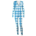 thumbnail image 6 of Midsumdr Womens Pajamas Fall Casual Onesie Pajamas Plaid Printed Butt Buttoned Flap Adults Jumpsuit Soft Long Sleeve V Neck Rompe Sleepwear,S-3XL, 6 of 7