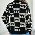 thumbnail image 4 of Women's Christmas Sweater Snowflake Checkered Knit Pullover Long Sleeve Winter Holiday Top Black L, 4 of 8