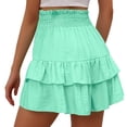 thumbnail image 6 of biudgviw Flowy Shorts for Women Smocked High Waisted Golf Tennis Shorts Ruffle Layered Boho Summer Beach Vacation Shorts, 6 of 6