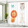 thumbnail image 4 of Ambesonne Animals Shower Curtain, Lion Bird Owl and Bunny, 69"Wx84"L, Seafoam Orange and Brown, 4 of 4