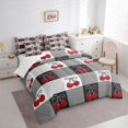 thumbnail image 3 of Homewish Kawaii Bowknot Cherry Twin Bedding Sets 7-Piece, Cartoon Buffalo Plaid Bedding Comforter Set, Teens Kids Boys Girls Reversible Sheet Sets, Super Cozy Room Decor, 3 of 7