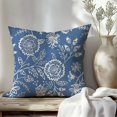 thumbnail image 5 of Blue Jacobean Floral Throw Pillow Covers 18x18 Inch Vintage Cottage Outdoor Farmhouse Decorations Decorative Throw Pillows Cases Set of 2 for Home Bed Living Room Couch Decor, 5 of 6
