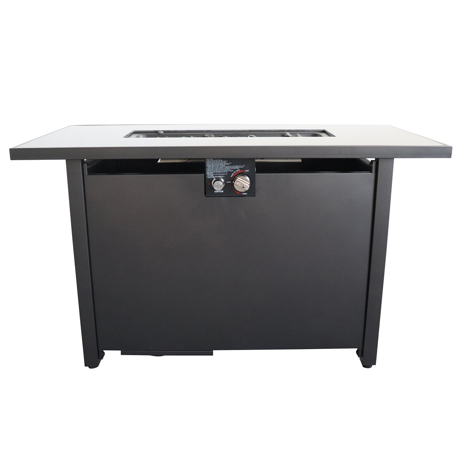 Tabletop Heater, 25'' H x 42'' W Steel Outdoor Fire Pit Table with Lid (Black), Black Patio Heater,Steel Outdoor Heater For Deck, Garden & Outdoor Heating
