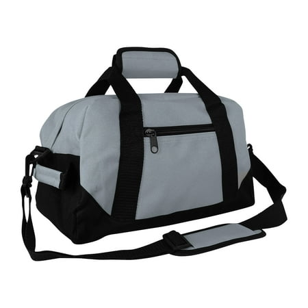DALIX 14&quot; Small Duffel Bag Gym Duffle Two Tone in Gray with Shoulder Strap - www.paulmartinsmith.com