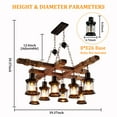 thumbnail image 5 of 8-Light Wooden Crossbeam Chandelier for Farmhouse - Adjustable Black Chains, Retro Barnwood Finish, E26 Sockets (Bulbs Not Included), Rustic Kitchen/Living Room Ceiling Light Fixtur, 5 of 10