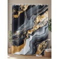 thumbnail image 4 of Abstract Marble Texture Shower Curtain, Black Gold Crack Gradient Waterproof Shower Curtain Set with 12 Hooks Lightweight Washable Fabric Shower Curtains for Bathroom 48x72 Inches, 4 of 6