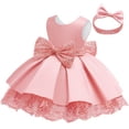 thumbnail image 3 of NIUREDLTD Toddler Kids Baby Girls Ruffle Lace Embroidery Sequin Bowknot Princess Dresses Tutu Gown Pageant Wedding Party Dress With Headwear, 3 of 3