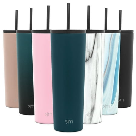 Simple Modern 28 oz Classic Tumbler with Straw & Flip Lid - 18/8 Stainless Steel Water Bottle -Riptide