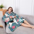 thumbnail image 5 of Oversized Wearable Blanket Hoodie,Husky Dog Flower Floral Sherpa Blanket Hoodie with Super Pockets,Super Warm Fuzzy Pullover for Women & Men, 5 of 6