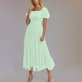 thumbnail image 2 of Atogsazn Womens Summer Dress 2025 Casual Square Neck Short Sleeve Ruffle Dresses Outfit Clothes Fashion Mint Green L, 2 of 9