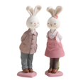 thumbnail image 2 of Tnarru 2 Pieces Easter Couple Rabbit Figurines Animal Sculpture Easter Gift Resin Rabbit Statue for Farmhouse Balcony Bookshelf Lawn B, 2 of 8