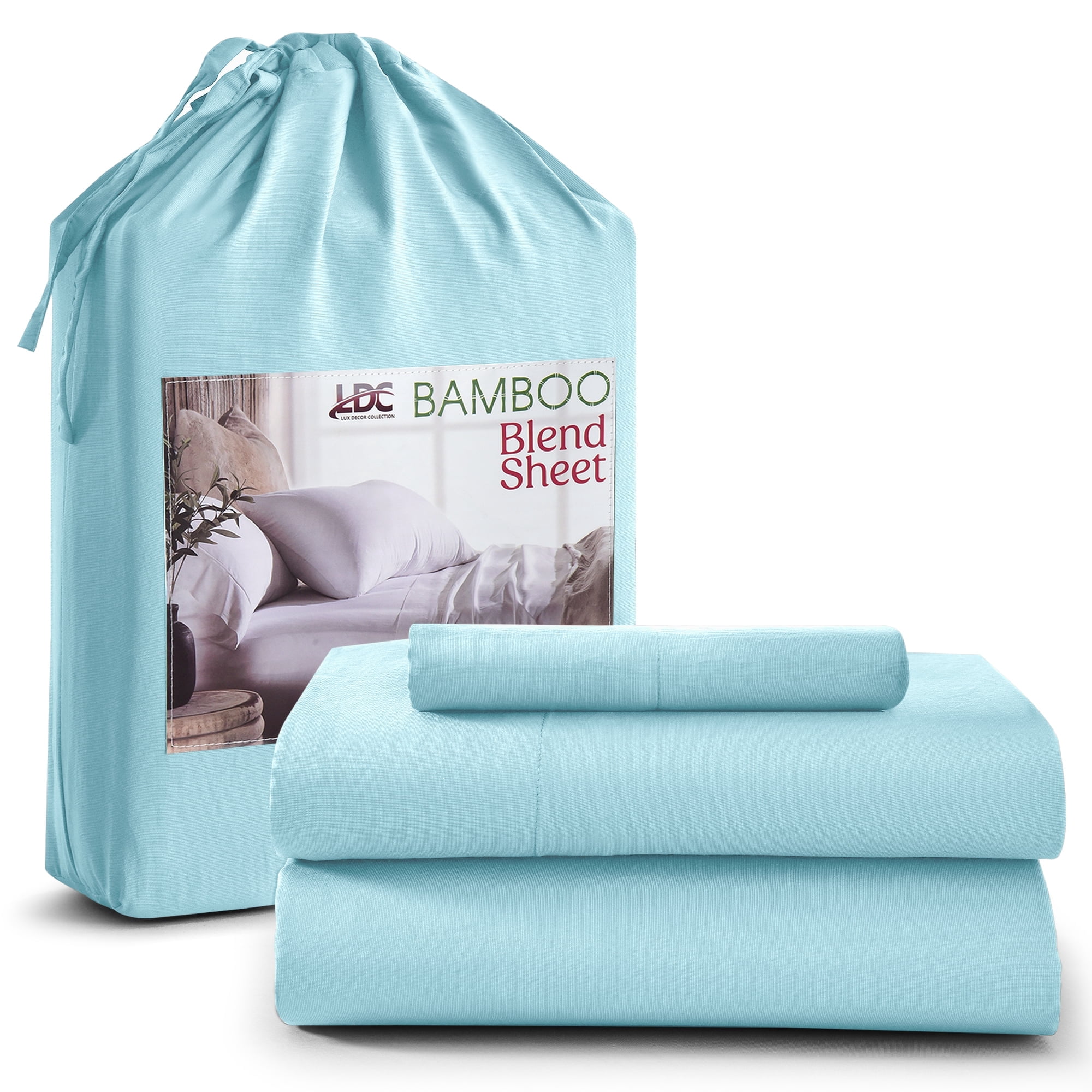Home Collection Deals Lux Decor Rayon from Bamboo Blend Sheets Twin - 3 Piece Soft Cooling Bed Sheets Set, Blue