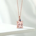 thumbnail image 4 of 18K Rose Gold Plated Silver Peach Nano Morganite and Blue Created Sapphire Pendant Necklace for Women (3.25 Cttw, Gemstone October Birthstone, Emerald Cut 10X8MM with 18 inch Silver Chain), 4 of 4