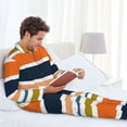 thumbnail image 6 of Sikiie Colorful Pastel Stripes Mens Pajama Set, Soft Warm Long Sleeve Sleepwear, Cozy Button-Down Pjs for Men-X-Large, 6 of 7
