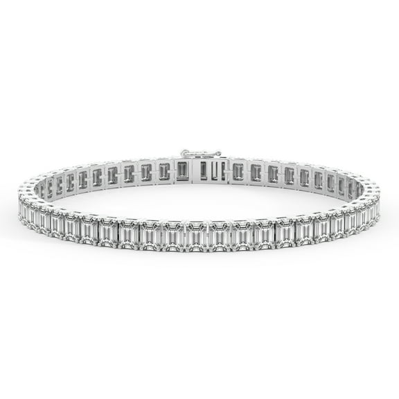 Diamond Tennis Bracelet | 10 Carat EGL Certified Lab Grown Diamond Bracelet Line 7" | 14K in White Gold | Celine Emerald Lab Diamond Tennis Bracelet | FG-VS1-VS2 Quality | Friendly Diamonds