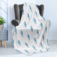 thumbnail image 4 of Animal Soft Flannel Fleece Throw Blanket, Unusual Equine Shaped Fish Motif in Simple Featured Backdrop Cottage Cabin, Cozy Plush for Indoor and Outdoor Use, 60" x 80", Turquoise White, by Ambesonne, 4 of 5
