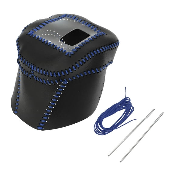 Unique Bargains 1 Set Gear Shift Knob Cover for Nissan Rogue 2021-2024 Anti-Slip Faux Leather Black Blue Stick Shifting Handle Protector