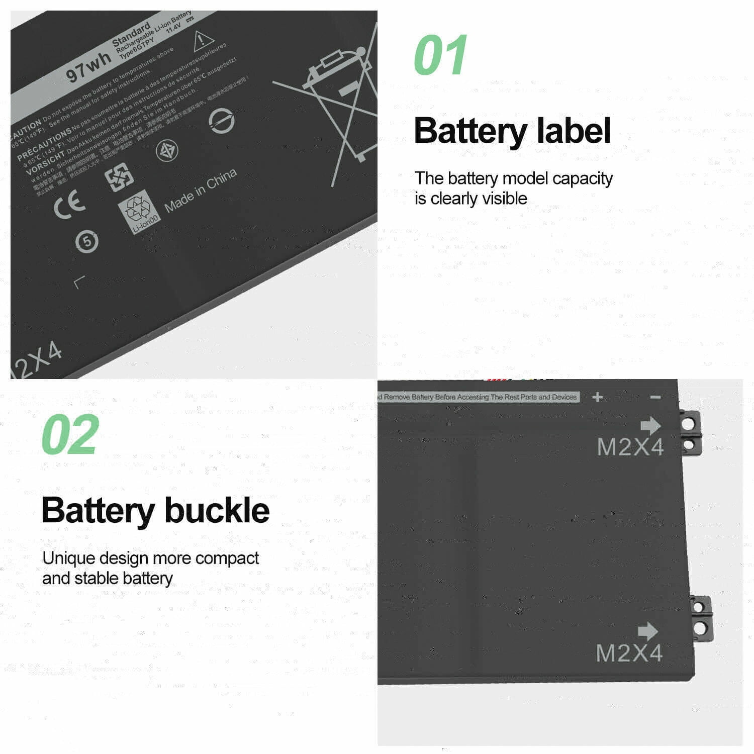 H5H20 Battery For Dell XPS 15 9550 9560 9570 7590 Precision 5510 5520 5530 5540 Laptop 56wh 11 1v