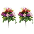 thumbnail image 5 of Dienrx Artificial Cemetery Flowers with Vase, 1 Sets Memorial Flowers for Graveside, Outdoor Silk Lily and Rose Arrangements, Sympathy Decor for All Seasons, Faux Plants, 5 of 9