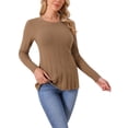 thumbnail image 4 of INSPIRE CHIC Women's Long Sleeve Sweaters Crewneck Stretch Knit Tops Fall Winter Casual Shirt M Brown, 4 of 6