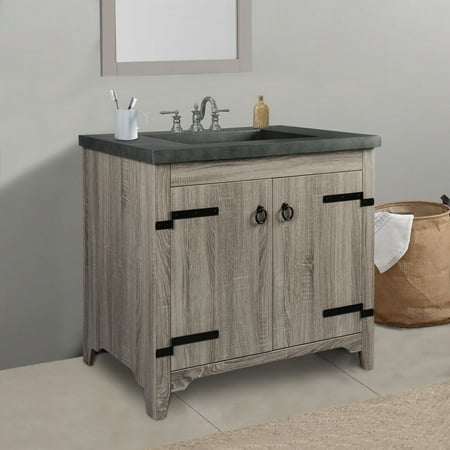 Rustic Grey 26 Inch 2 Door Bathroom Vanity With Cement Top
