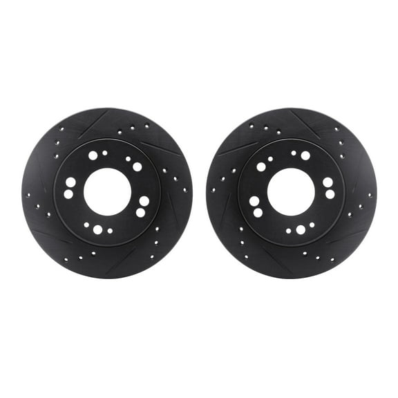 Dynamic Friction Company Front Brake Rotors-Drilled and Slotted-Black 8002-72002