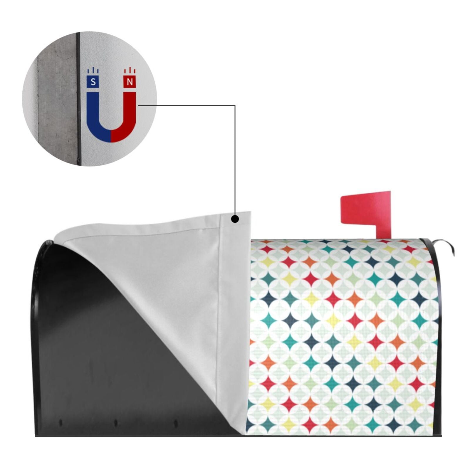 Xecao Colorful Geometric for Mailbox Cover with Magnetic Strips, Waterproof and Sunscreen, Adds a Decorative Touch to Your Garden Yard.