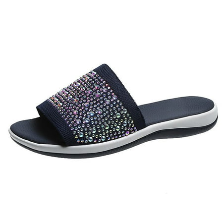 

CYMMPU Women s Slippers Summer Ladies Rhinestone Slippers Sandals Casual Breathable Women s Shoes