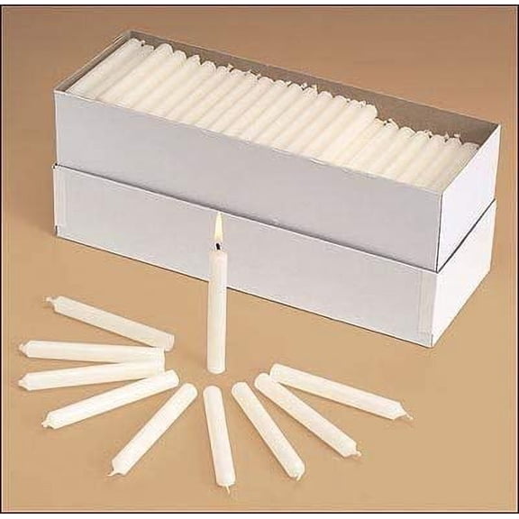 Church Service Memorial Vigil Unscented White Candles – 1/2" x 5 3/4", 100 Count