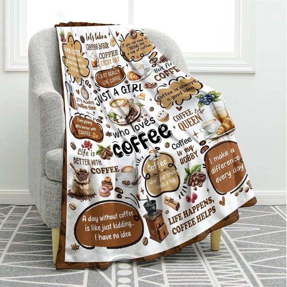 Fun Coffee Blanket Gifts for Women Men Kids Boys Girls Dad Mom Husband Wife Friends Birthday Christmas Halloween Decor Colleagues Classmates Home Bedroom Living Room Throw Blanket 60"x80"