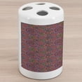 thumbnail image 1 of Ethnic Ceramic Toothbrush Holder, Leaves with Details South Oriental Inspired Paisley Retro Art, Decorative Versatile Countertop for Bathroom, 4.5" X 2.7", Burgundy Green, by Ambesonne, 1 of 4