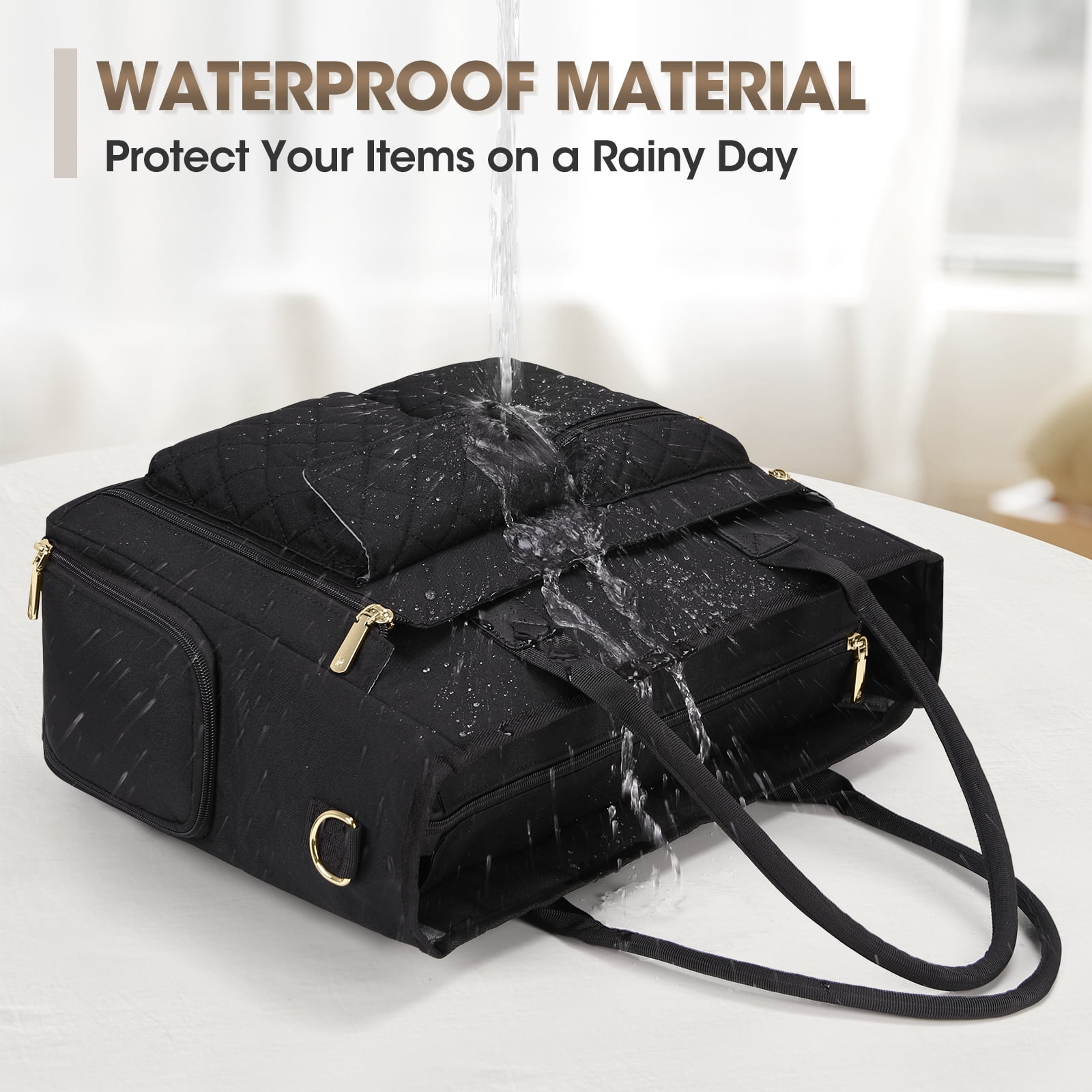 RAINSMORE Teacher Tote Bag with Insulated Lunch Compartment 15.6 inch Laptop Bag for Women Lightweight Work Bags Nurse Bags