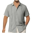thumbnail image 1 of Mens Botón Abajo Camisa de Manga Corta Arrugas Libres, Ropa Gira Abajo Cuello Casual Estilo Deportivo de la Playa Superior para el Verano, 1 of 8