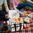 thumbnail image 5 of FORMRS Insulated Cooler Bag 24 Cans Capacity Soft Leakproof Lunch Box with Side Pockets, Brown Ice Cream Pattern, 5 of 7