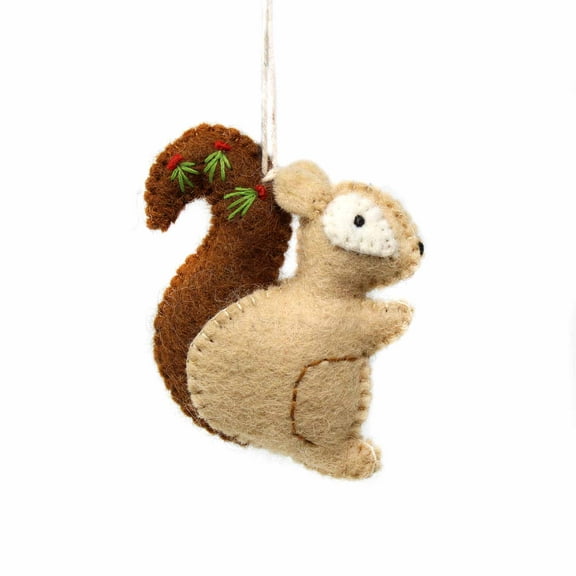 Hand Felted Christmas Ornament Squirrel Global Groove (H)