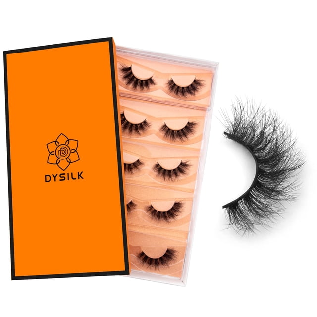 Pestañas postizas DYSILK estilo mink, efecto desfilado, 5 pares, 6D, faux mink
